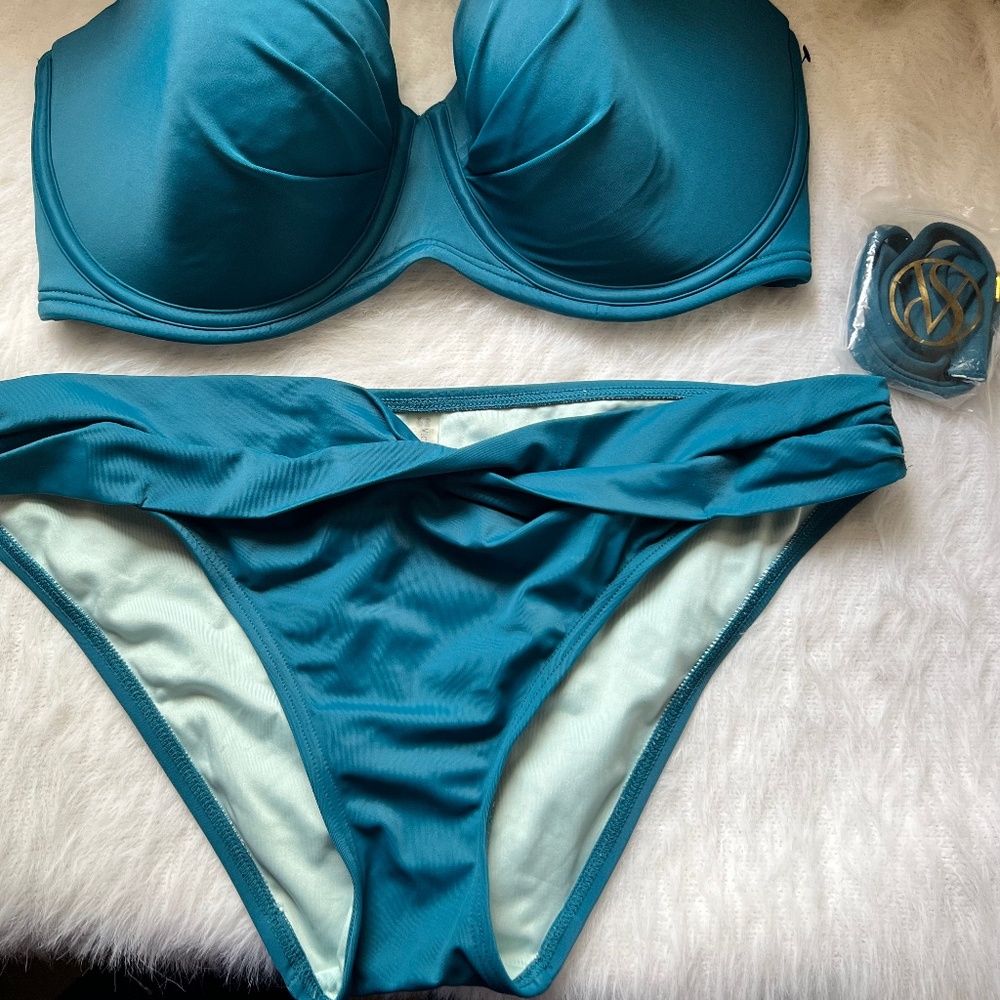 Victoria's Secret Teal Bikini Bottoms - Size Large